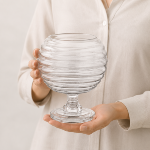 Wholesale Ribbed Globe Pedestal Glass Vase - view 6