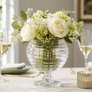 Wholesale Ribbed Globe Pedestal Glass Vase - view 7