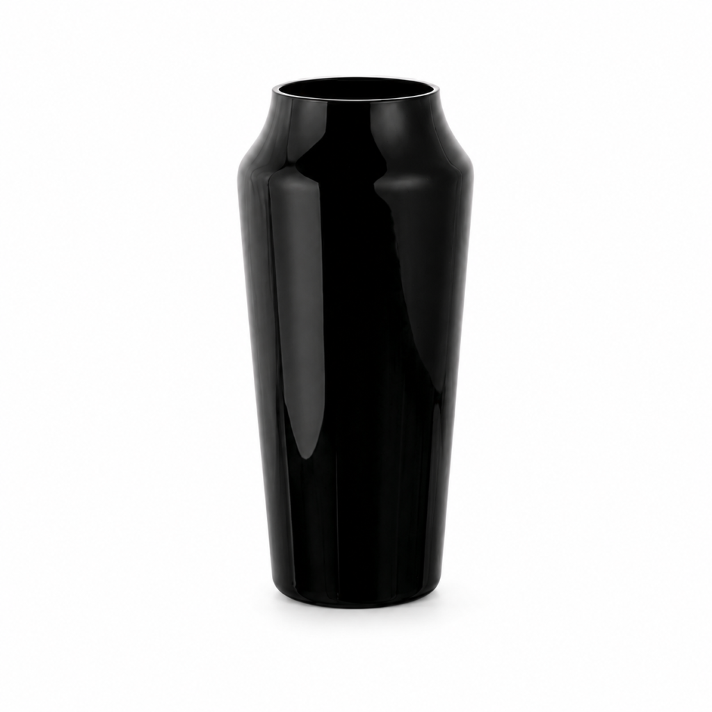 Wholesale Glossy Colored Glass Vase – Black & Aqua - view 1