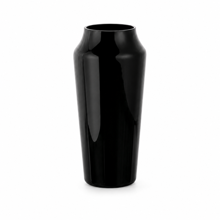 Wholesale Glossy Colored Glass Vase – Black & Aqua - view 1