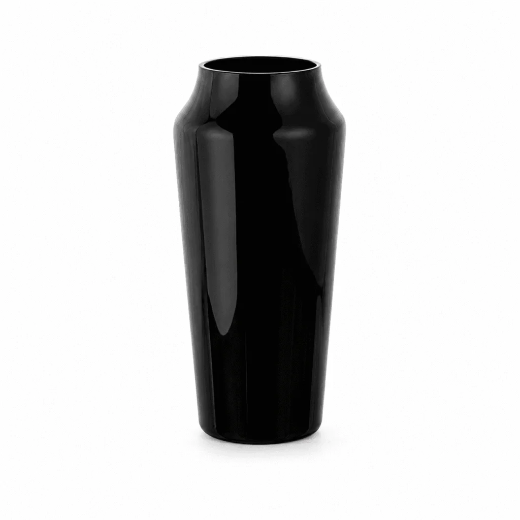 Wholesale Glossy Colored Glass Vase – Black & Aqua - view 1
