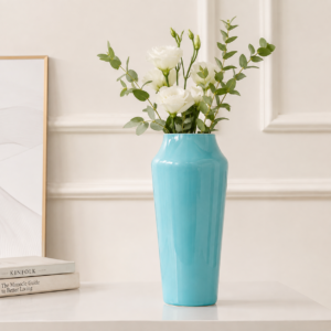 Wholesale Glossy Colored Glass Vase – Black & Aqua - view 2