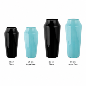 Wholesale Glossy Colored Glass Vase – Black & Aqua - view 3