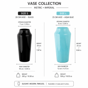 Wholesale Glossy Colored Glass Vase – Black & Aqua - view 4
