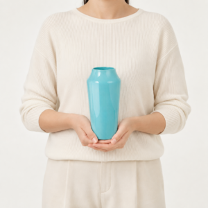 Wholesale Glossy Colored Glass Vase – Black & Aqua - view 6