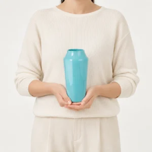 Wholesale Glossy Colored Glass Vase – Black & Aqua - view 6