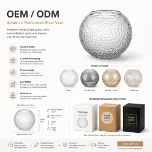 Wholesale Spherical Hammered Glass Vase – 4 Finishes - view 8