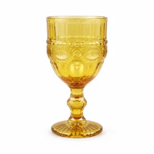 Vintage Pressed Glass Goblet – Amber & Olive Green - view 1
