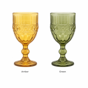 Vintage Pressed Glass Goblet – Amber & Olive Green - view 3