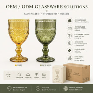 Vintage Pressed Glass Goblet – Amber & Olive Green - view 8