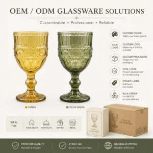 Vintage Pressed Glass Goblet – Amber & Olive Green - view 8