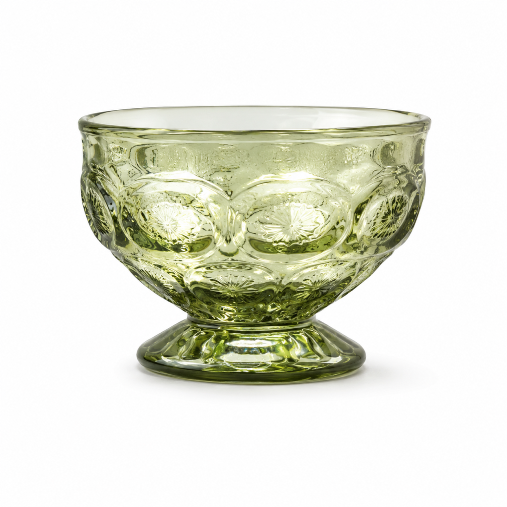 230ml Olive Green Pressed Glass Dessert Bowl – Wholesale - view 1
