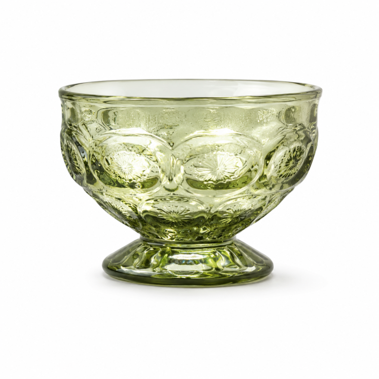 230ml Olive Green Pressed Glass Dessert Bowl – Wholesale - view 1