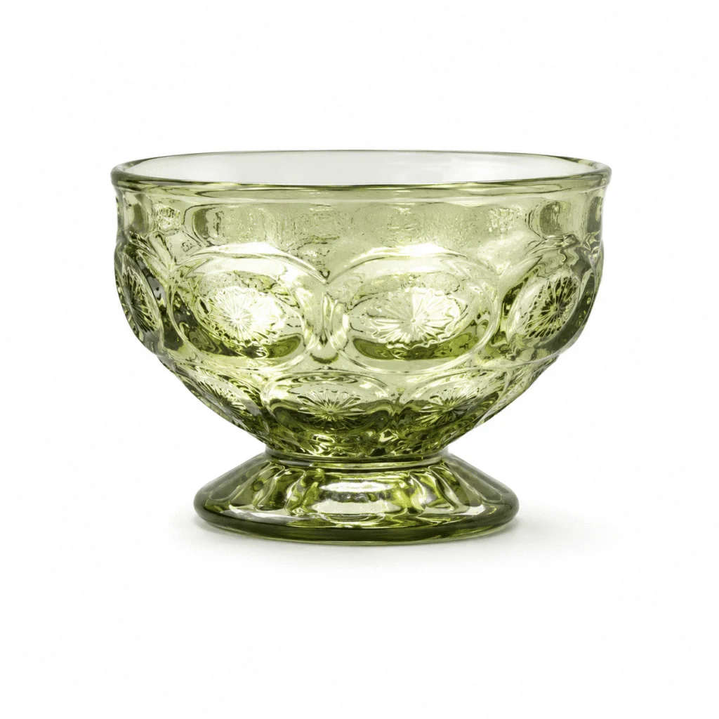 230ml Olive Green Pressed Glass Dessert Bowl – Wholesale - view 1