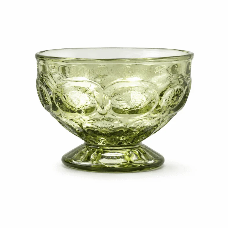 230ml Olive Green Pressed Glass Dessert Bowl – Wholesale - view 1