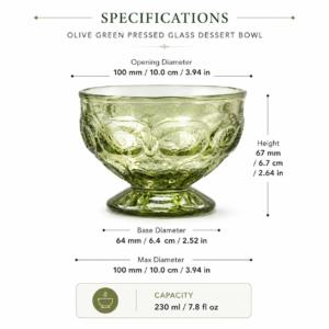 230ml Olive Green Pressed Glass Dessert Bowl – Wholesale - view 4