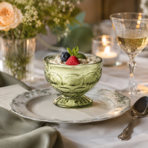 230ml Olive Green Pressed Glass Dessert Bowl – Wholesale - view 7