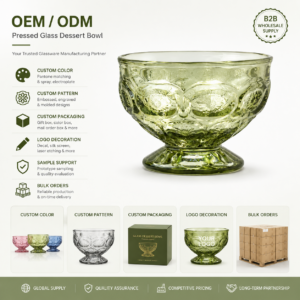 230ml Olive Green Pressed Glass Dessert Bowl – Wholesale - view 8