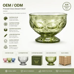 230ml Olive Green Pressed Glass Dessert Bowl – Wholesale - view 8