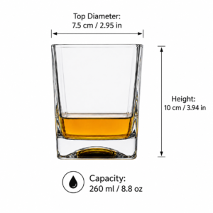 260ml Square Whiskey Glass – Heavy Base Tumbler for Wholesale - view 4
