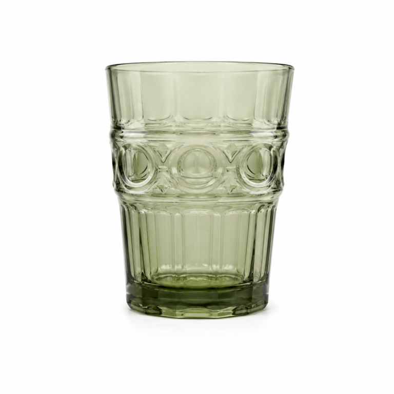 270ml Vintage Embossed Green Glass Tumbler – Wholesale - view 1