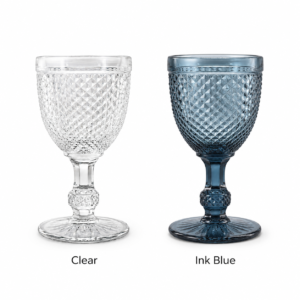300ml Pineapple-Textured Glass Goblet – Clear & Blue - view 3