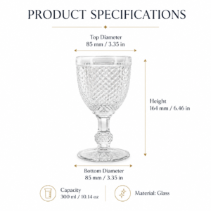 300ml Pineapple-Textured Glass Goblet – Clear & Blue - view 4