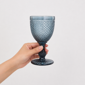 300ml Pineapple-Textured Glass Goblet – Clear & Blue - view 6