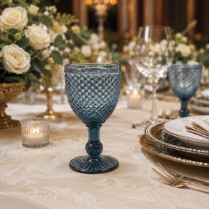 300ml Pineapple-Textured Glass Goblet – Clear & Blue - view 7
