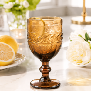 332ml Vintage Amber Wheat-Ear Glass Goblet – Wholesale - view 2
