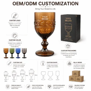 332ml Vintage Amber Wheat-Ear Glass Goblet – Wholesale - view 8