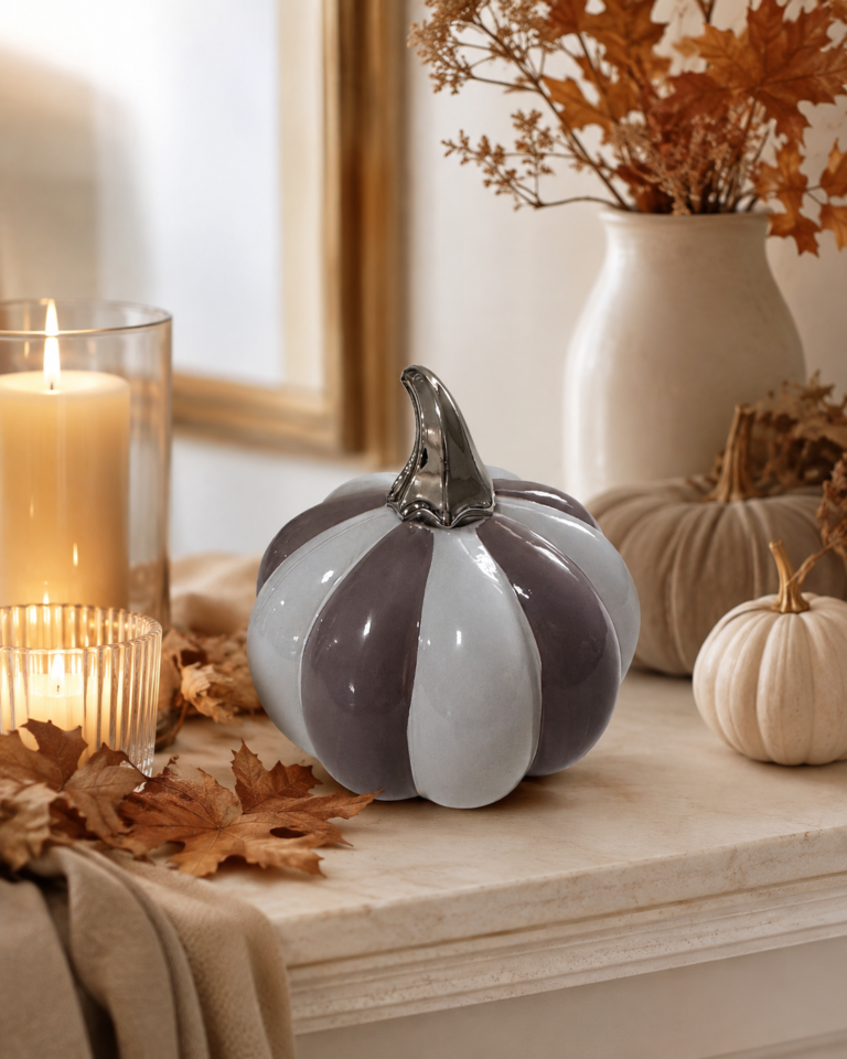 Black & White Swirl Glass Pumpkin Ornament - view 1