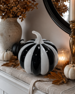 Black & White Swirl Glass Pumpkin Ornament - view 2