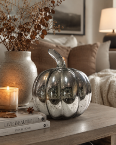 Black & White Swirl Glass Pumpkin Ornament - view 3