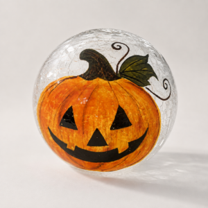 Orange Jack-o'-Lantern Glass Globe Ornament - view 3