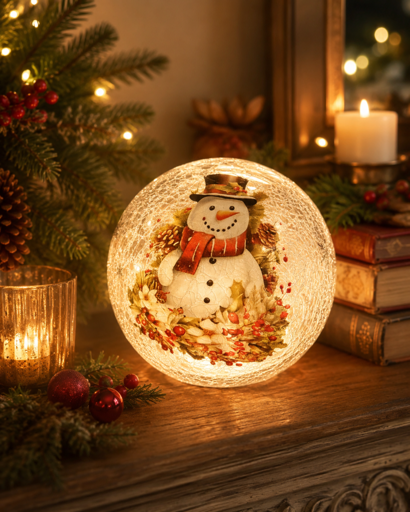 Snowman Clear Globe Glass Ornament - view 1