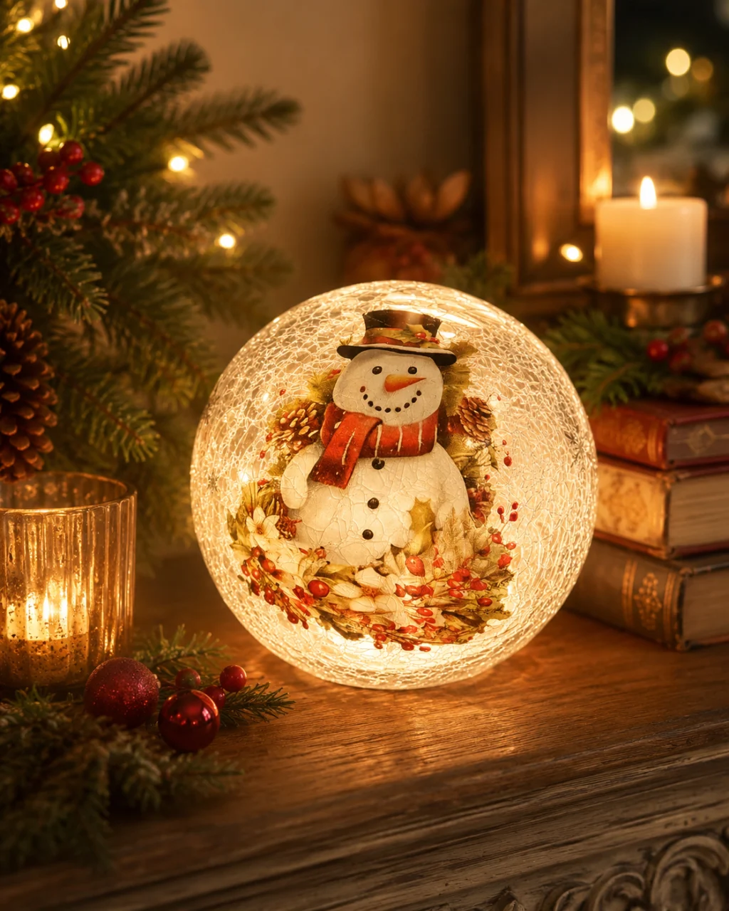 Snowman Clear Globe Glass Ornament - view 1