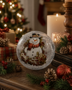 Snowman Clear Globe Glass Ornament - view 2