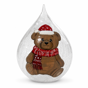 Santa in Clear Teardrop Glass Ornament - view 3