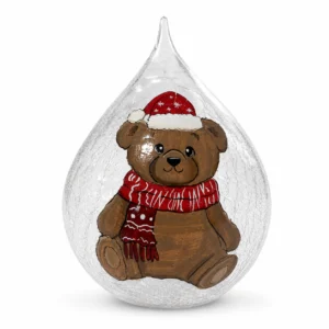 Santa in Clear Teardrop Glass Ornament - view 3