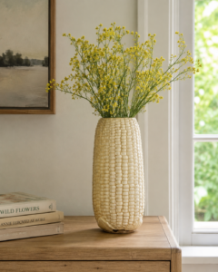 Ivory Ribbed Glass Vase Pair - view 3