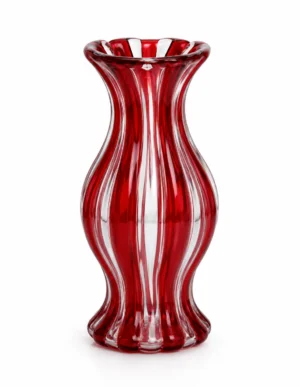 Crimson Swirl Sculptural Art Glass Vase - view 6