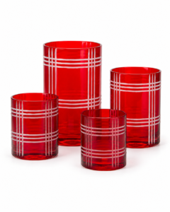 Crimson Plaid Glass Candle Jar - view 3