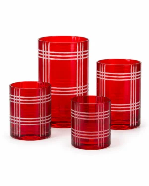 Crimson Plaid Glass Candle Jar - view 3