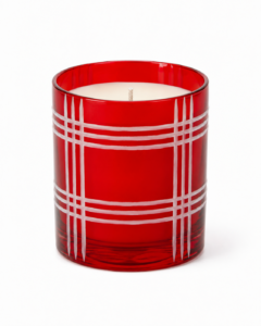 Crimson Plaid Glass Candle Jar - view 4