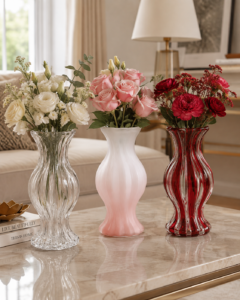 Crimson Swirl Sculptural Art Glass Vase - view 4