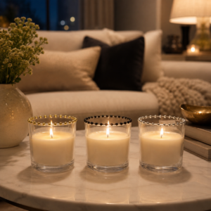 Clear Dotted-Rim Glass Votive Holder Set - view 2