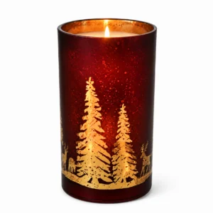 Crimson Cityscape Glass Candle Holder - view 2