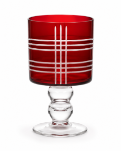 Red Ribbed Pedestal Glass Votive Holder - view 4