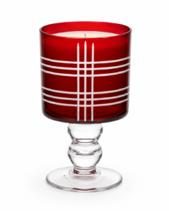 Red Ribbed Pedestal Glass Votive Holder - view 3